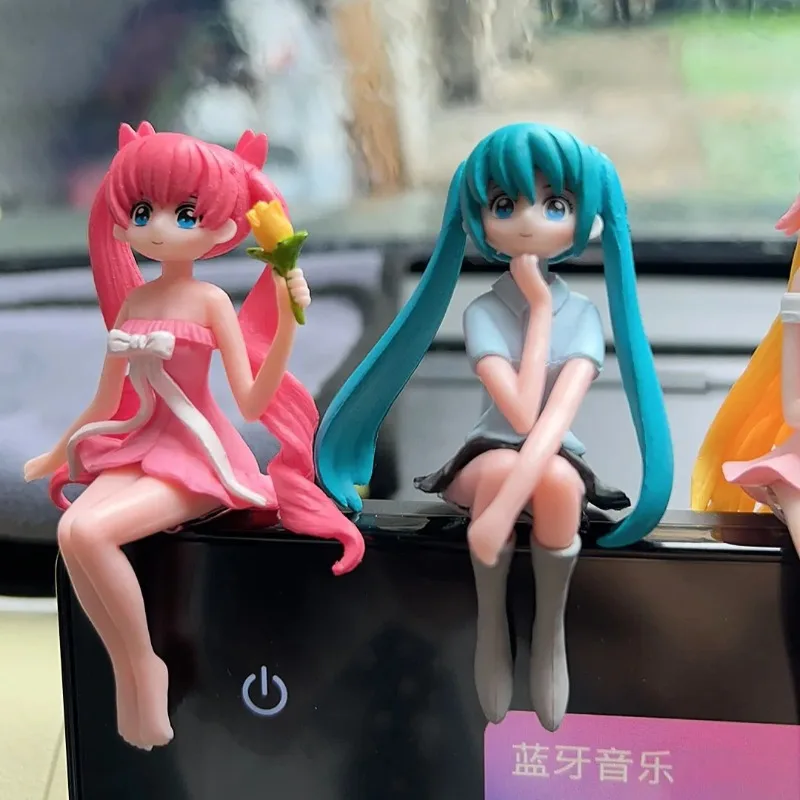 Cartoon anime girl sitting ornament，Cute Hatsune Miku sailor moon figure doll，Automotive center console decoration birthday gift