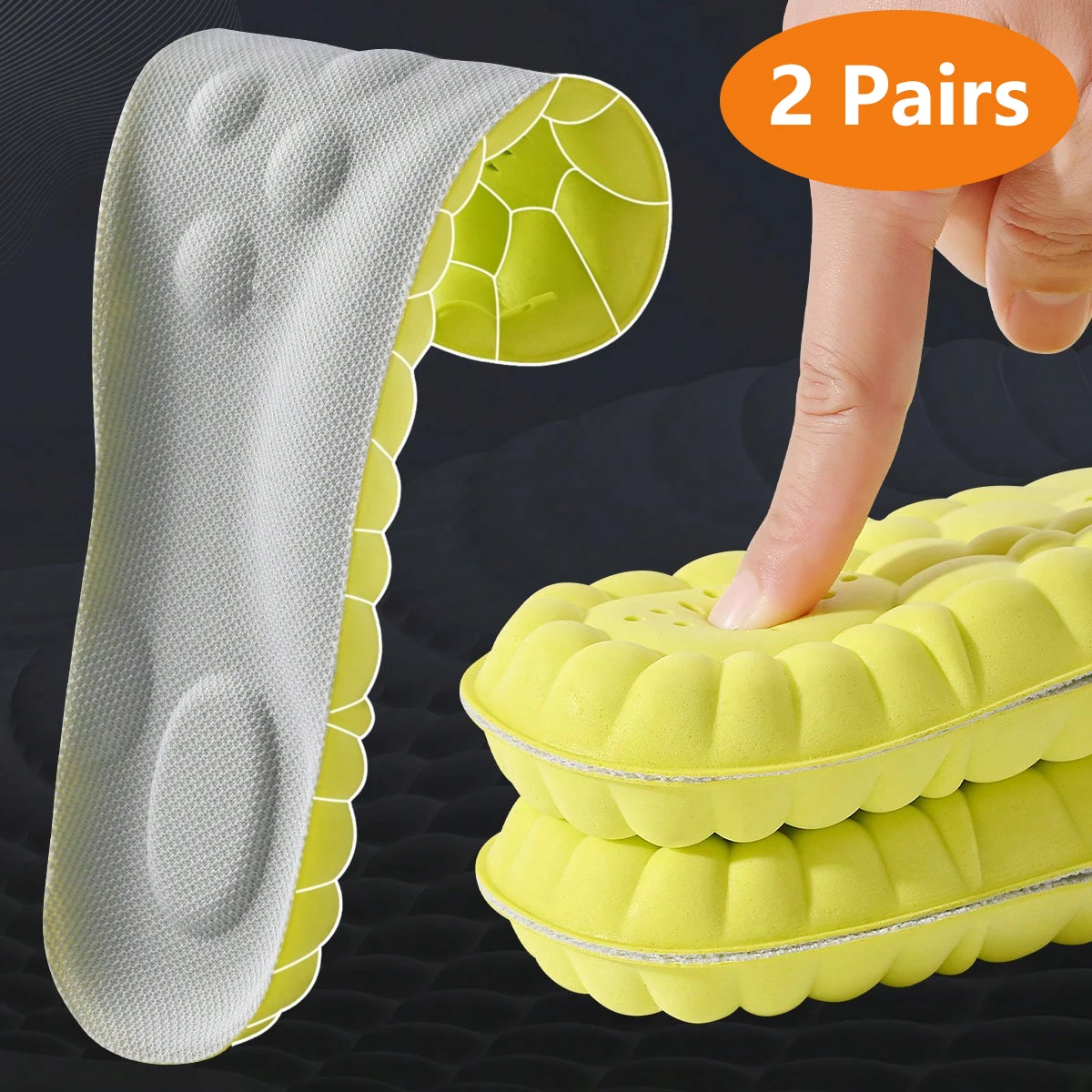 1/2/4pairs Latex Sport Inlegzolen Zachte Hoge Elasticiteit Schoen Pads Orthopedische Ademend Schokabsorptie Kussen Steunzool Binnenzool