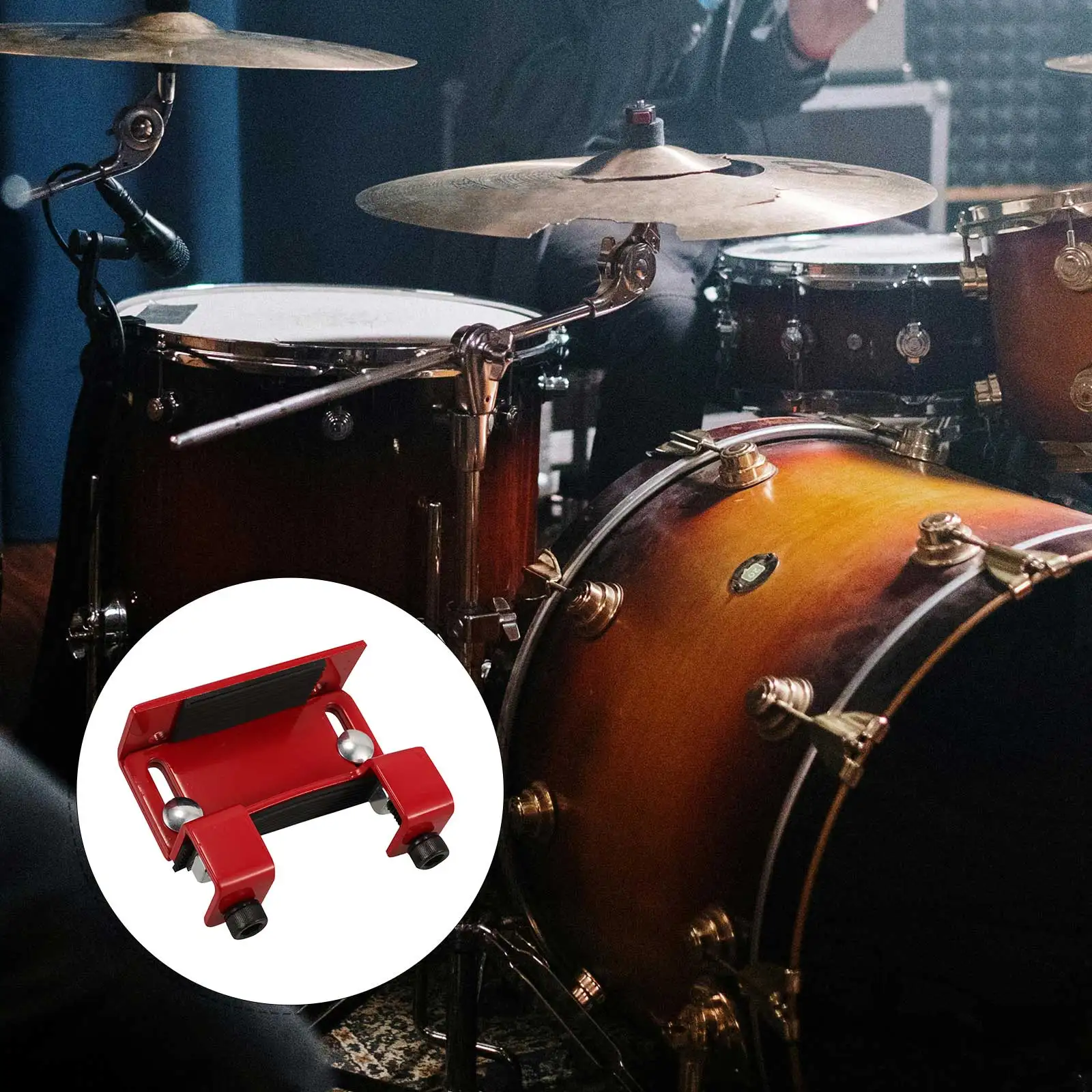 

Bass Drum Riser Platform Metal Booster Lift Fit for Drum Set Accessory Durable Practical Easy Installation Red Color
