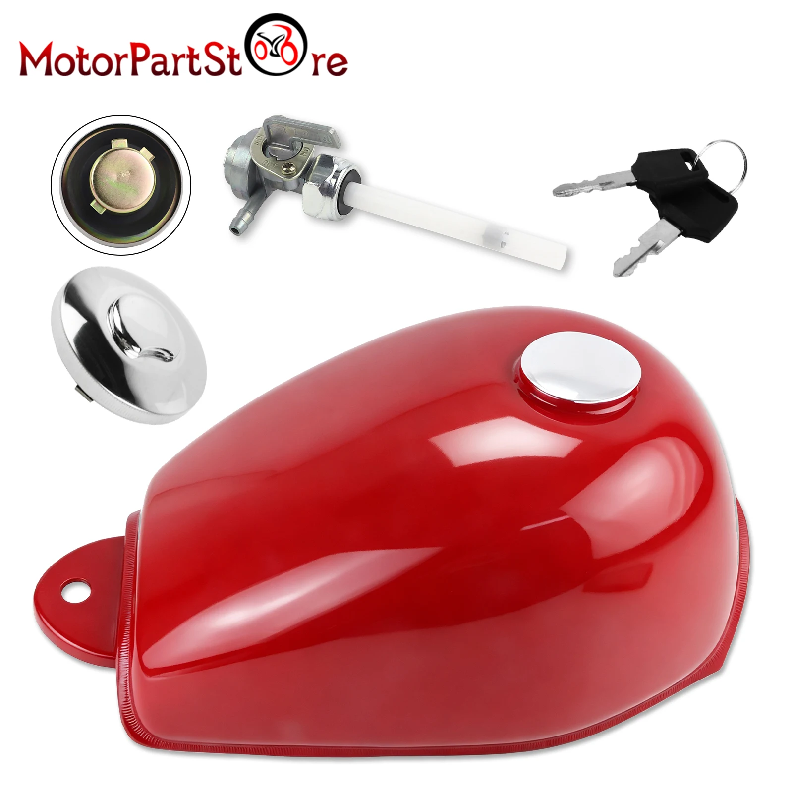 Fuel Gas Tank Petrol Tank with Cap, Key & Petcock Fuel Tank for