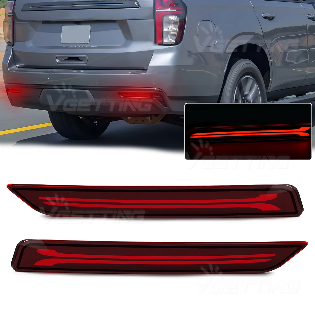 

Car LED Rear Bumper Light For Chevrolet Suburban 2020 2021 2022 2023 Sequential Turn Signa Light Brake Warnning Lamp Accessories