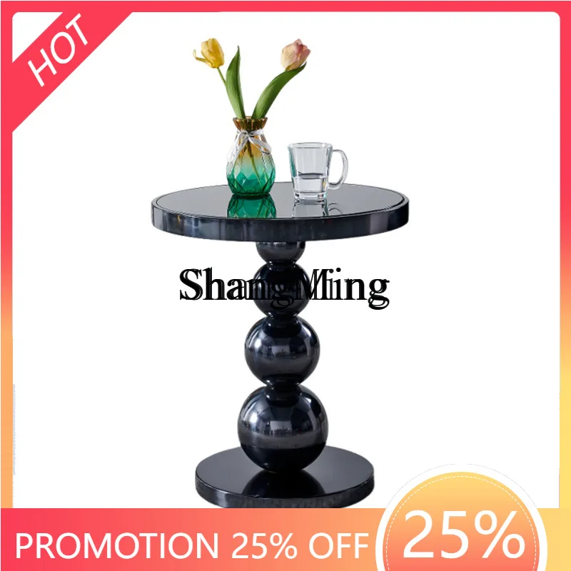 FG good-looking  retro round sofa side table solid wood small round table coffee table bedside shelf