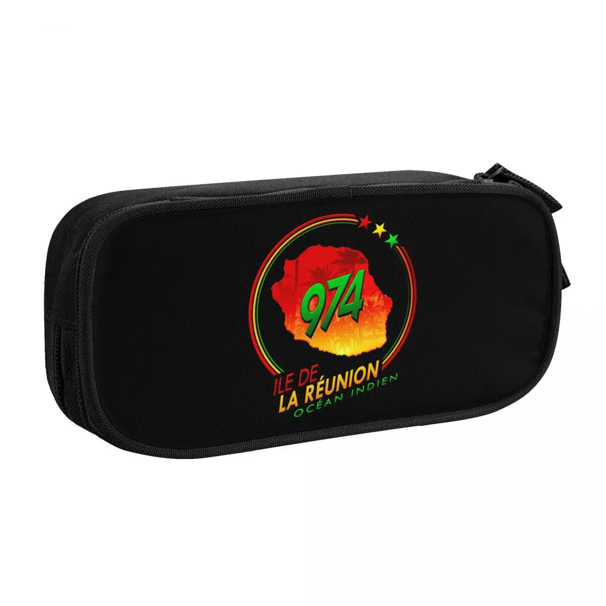 Custom 974 Reunion Island Pencil Cases for Boys Gilrs Large Storage Ile De La Reunion Pen Bag Box School Supplies