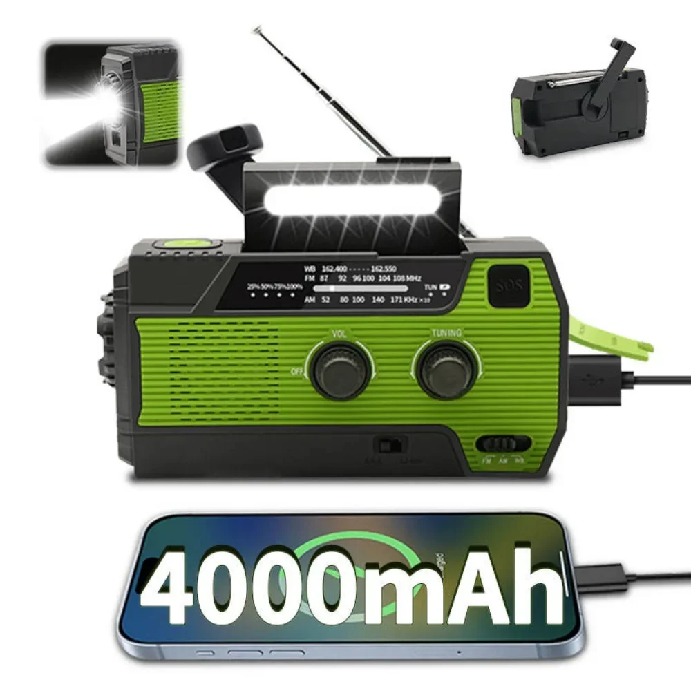 

Multifunctional Hand-cranked Generator Radio Outdoor Emergency FMAM Solar Charging Lighting Portable Flashlight Emergency Radio