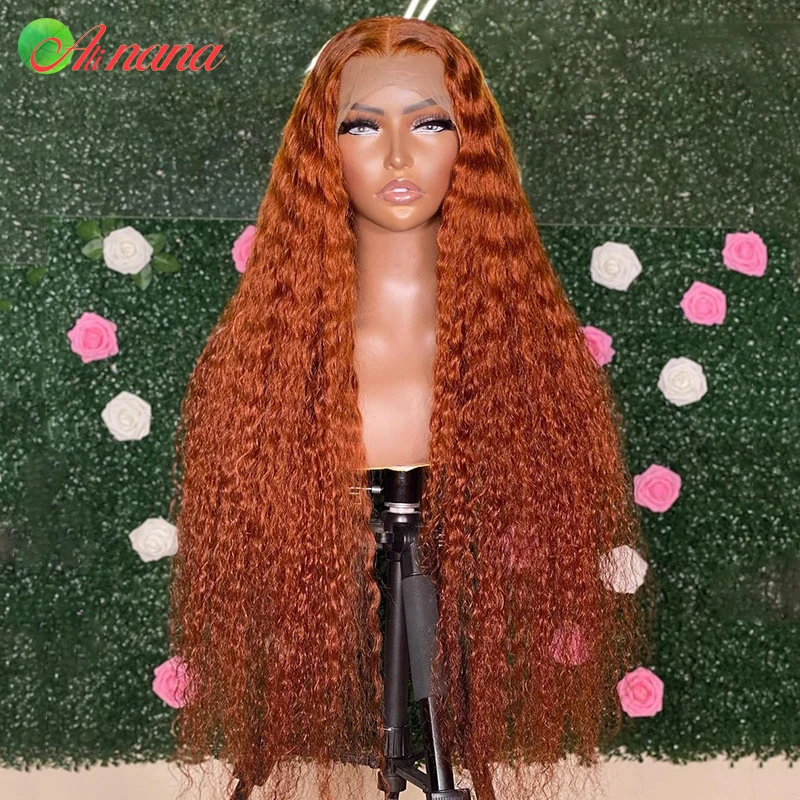 Orange Lace Frontal Human Hair Wigs 30 Inches Brown Orange Kinky Curly 4x4 5x5 Lace Closure Wigs Human Hair Wigs For Black Women