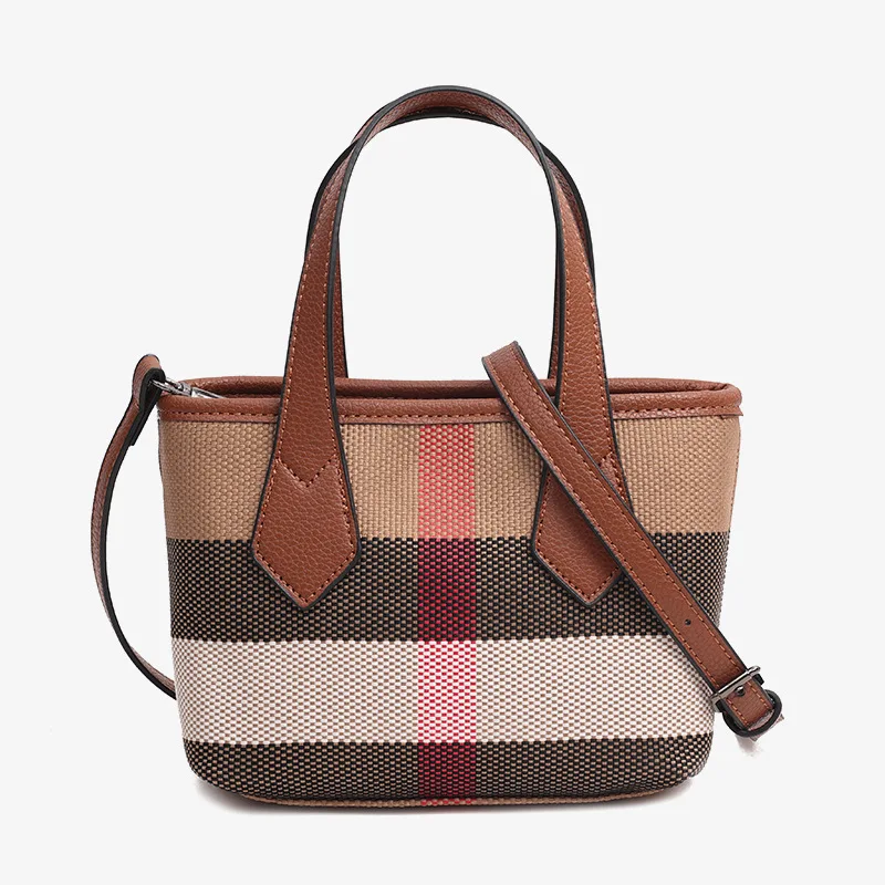 

2024 Trend Canvas High Quality Handbags Women's Trend Fashion Checkered Contrast Single Shoulder Crossbody Bag