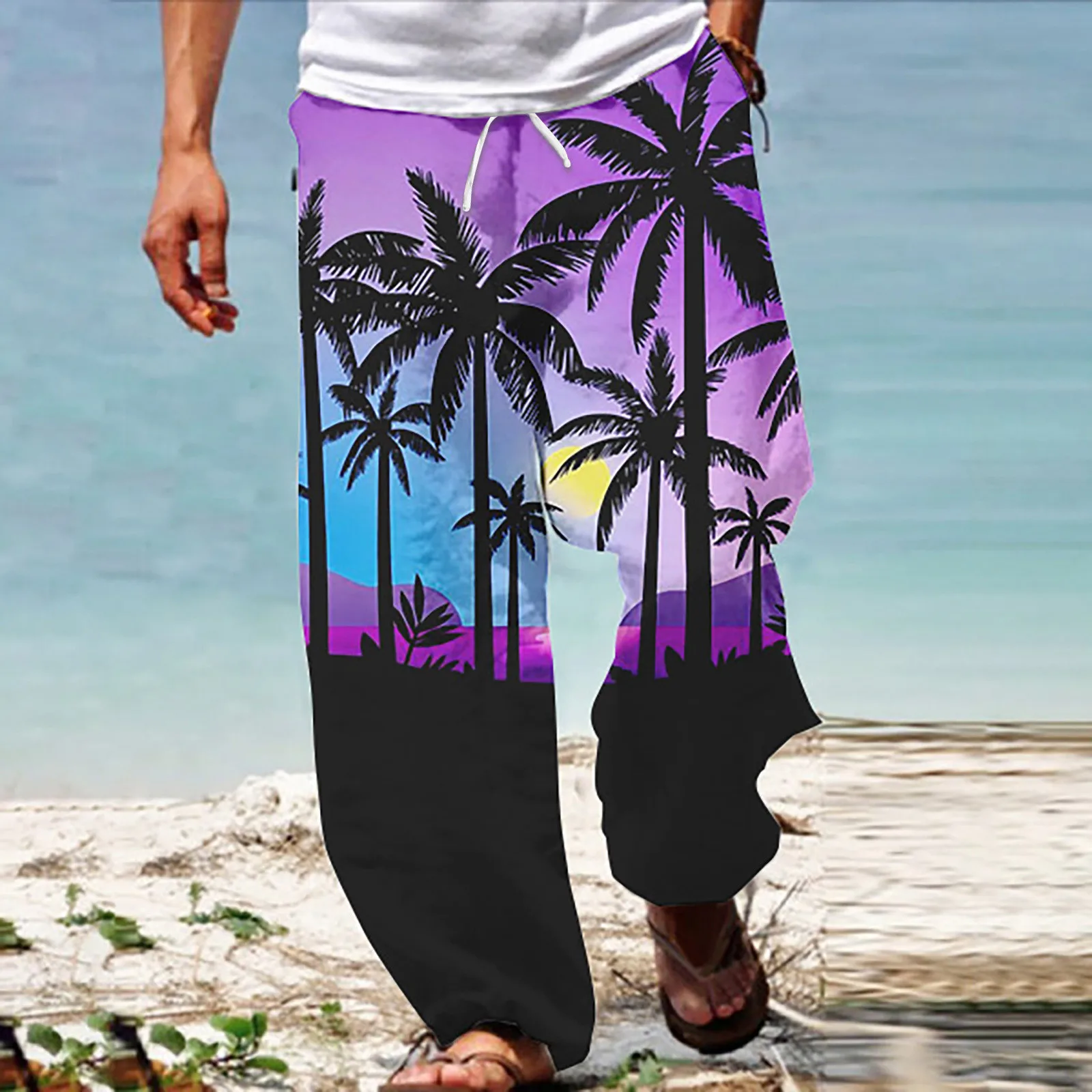 

Men Pants Casual Slim Fit Little House Indoor House Men Pants Summer Beach Hippie Harem Pants Baggy Boho Yoga Casual