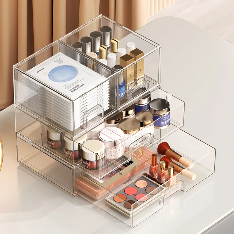 Freely stackable makeup box, lipstick, facial mask, skincare product pull-out storage box