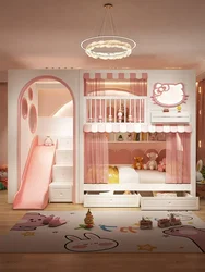 Full solid wood two-storyren's girl princess bed tree house