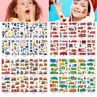 10pcs Cartoon Fire Truck Garbage Truck Temporary Tattoos Sticker Police Tattoos For Girls Boys Birthday Party Supplies Stickers