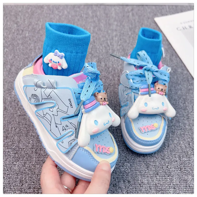 Anime Child Cinnamoroll Skate Shoes Kawaii My Melody Spring Autumn Luminous Sneakers Outdoor Anti-Slip Running Shoes Girl Gift