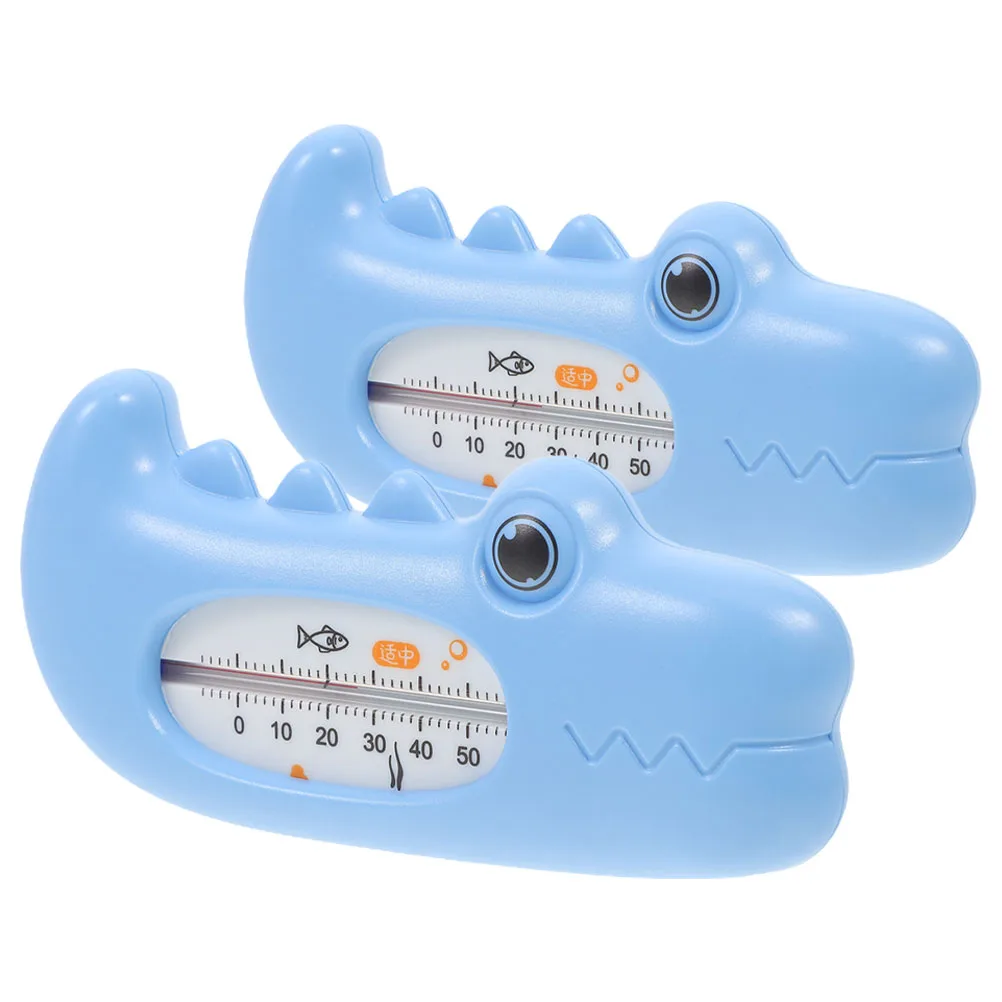 

2 Pcs Baby Bath Tub Pool Thermometer Water Temperature Measuring Tool Blue Crocodile Design Accurate Celsius Reading PP Material
