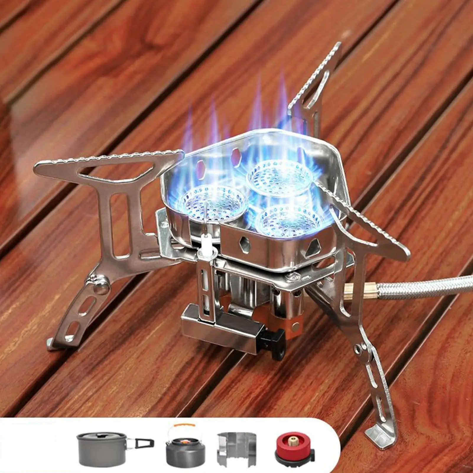 

Туристическая плита Складная горелка с адаптером для канистры для кемпинга на открытом воздухе Выходная мощность 2800 Вт Пальник для приготовления пищи на открытом воздухе