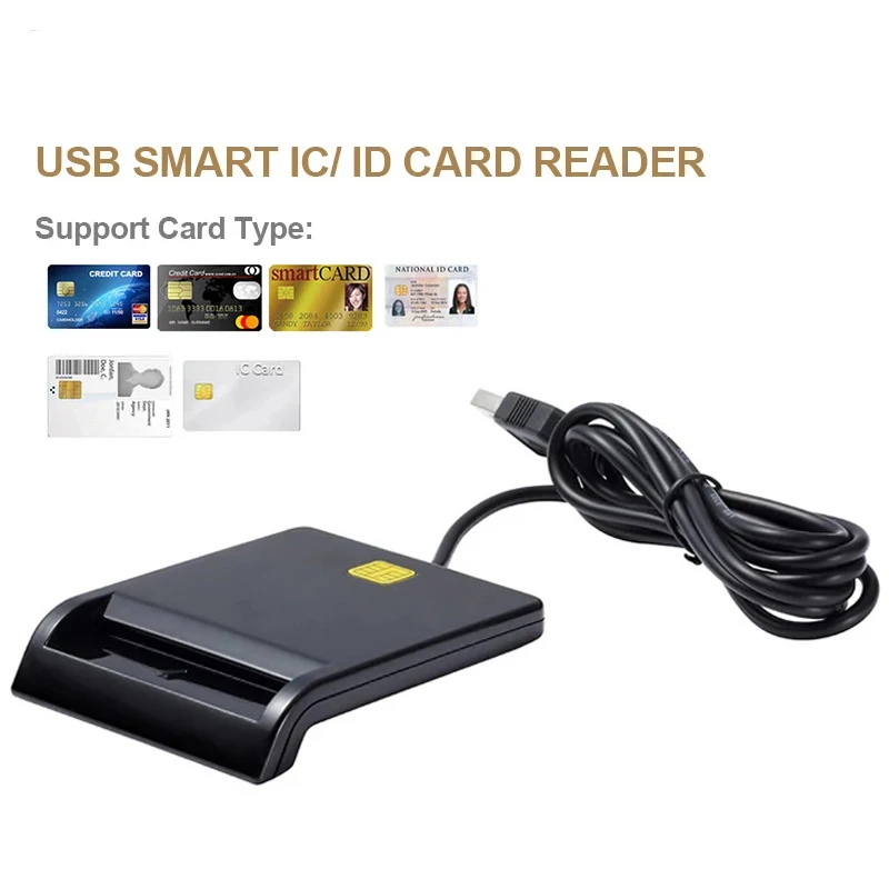 Lector de tarjetas inteligentes USB, IC/ID, EMV, para tarjetas bancarias, SD/TF/SIM, Windows 7, 8, 10, Linux, OS, USB-CCID, ISO