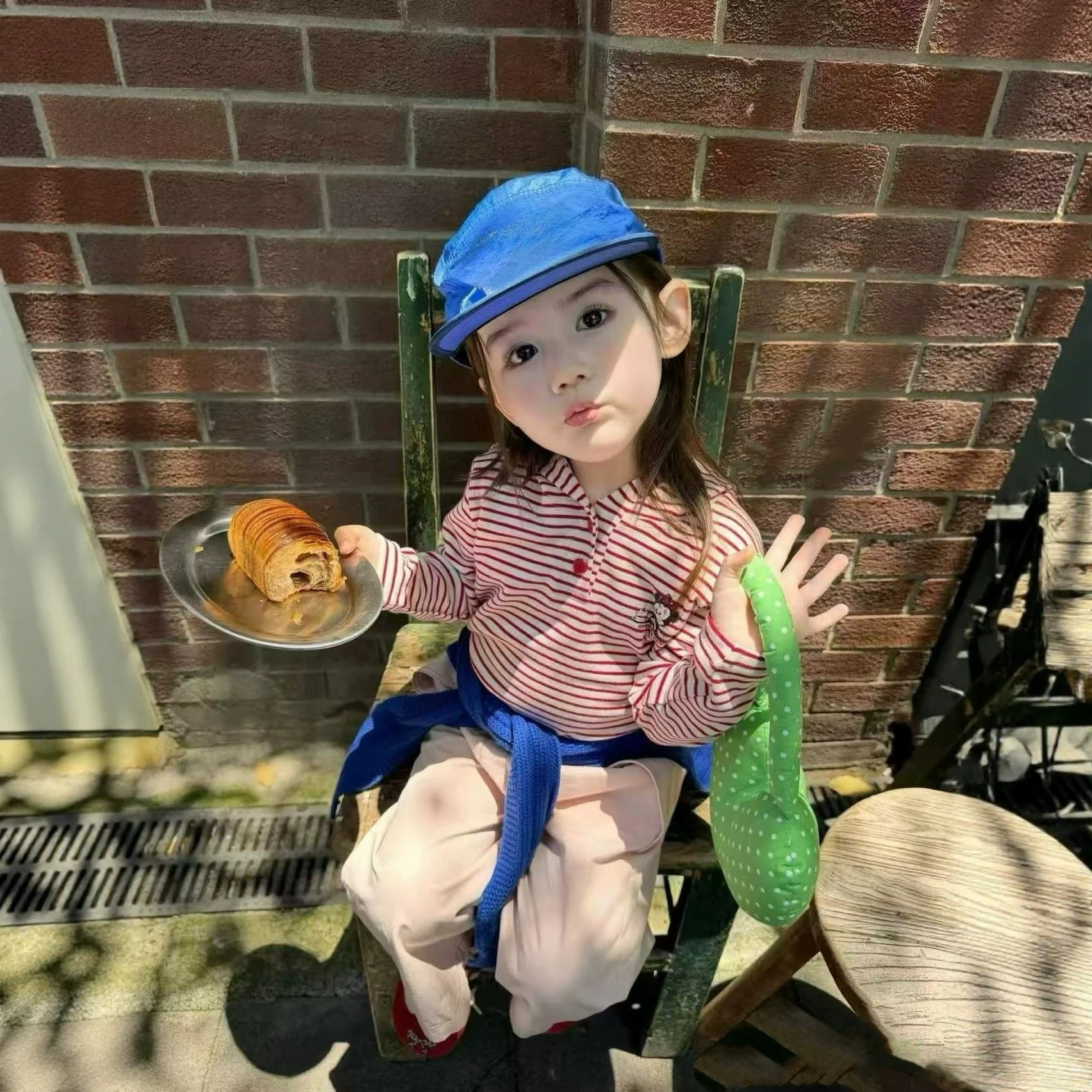 Girls  Sets 2026 New Spring Autumn Two Piece Set Children Striped Pointed Hood Top and Long Trousers for Kids