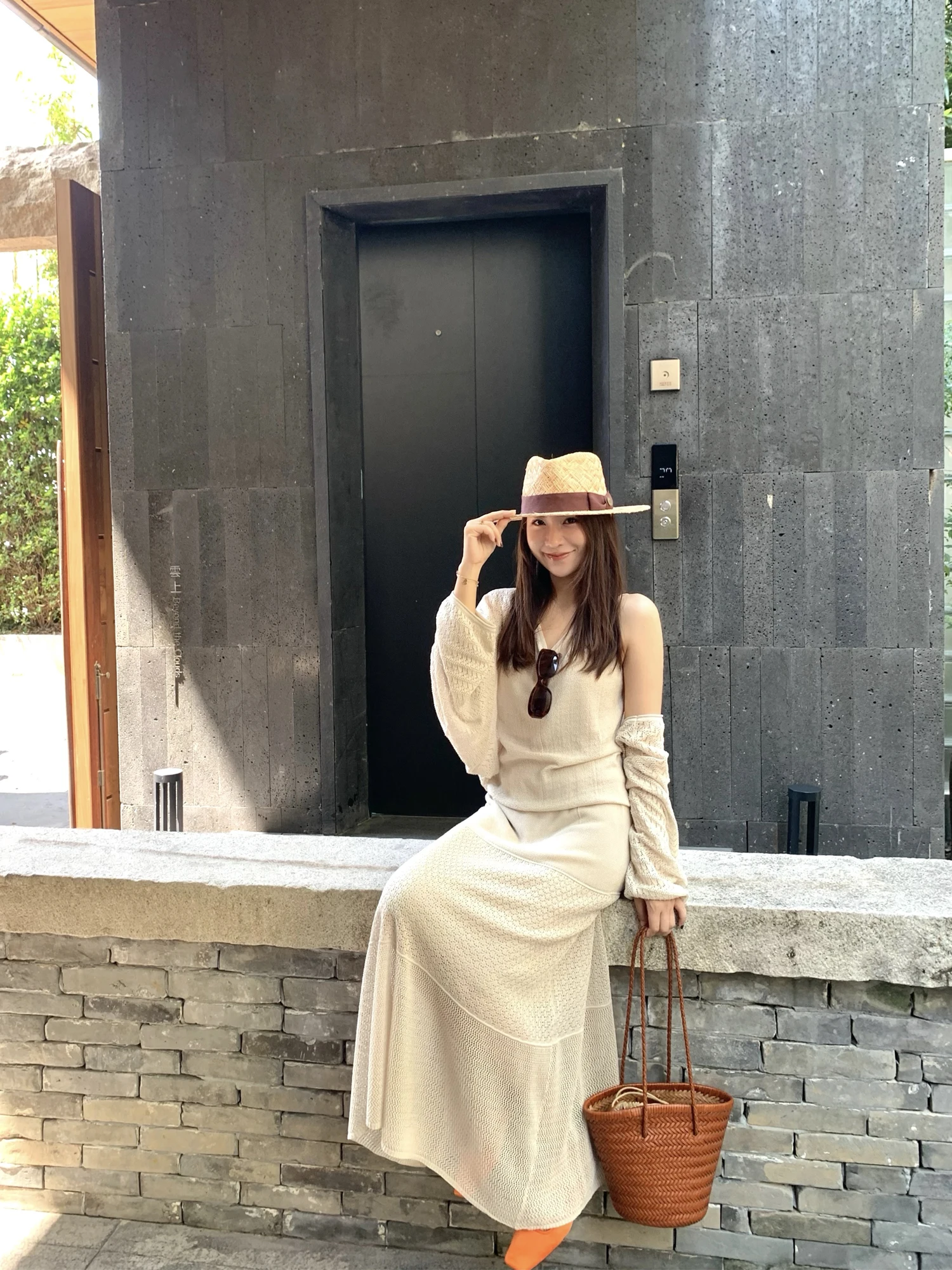 

Iceybella Cool White Moonlight Lazy Loose Knitted Halter Half Skirt Open Cardigan Three Piece Set Women's Fashion Spring Summer