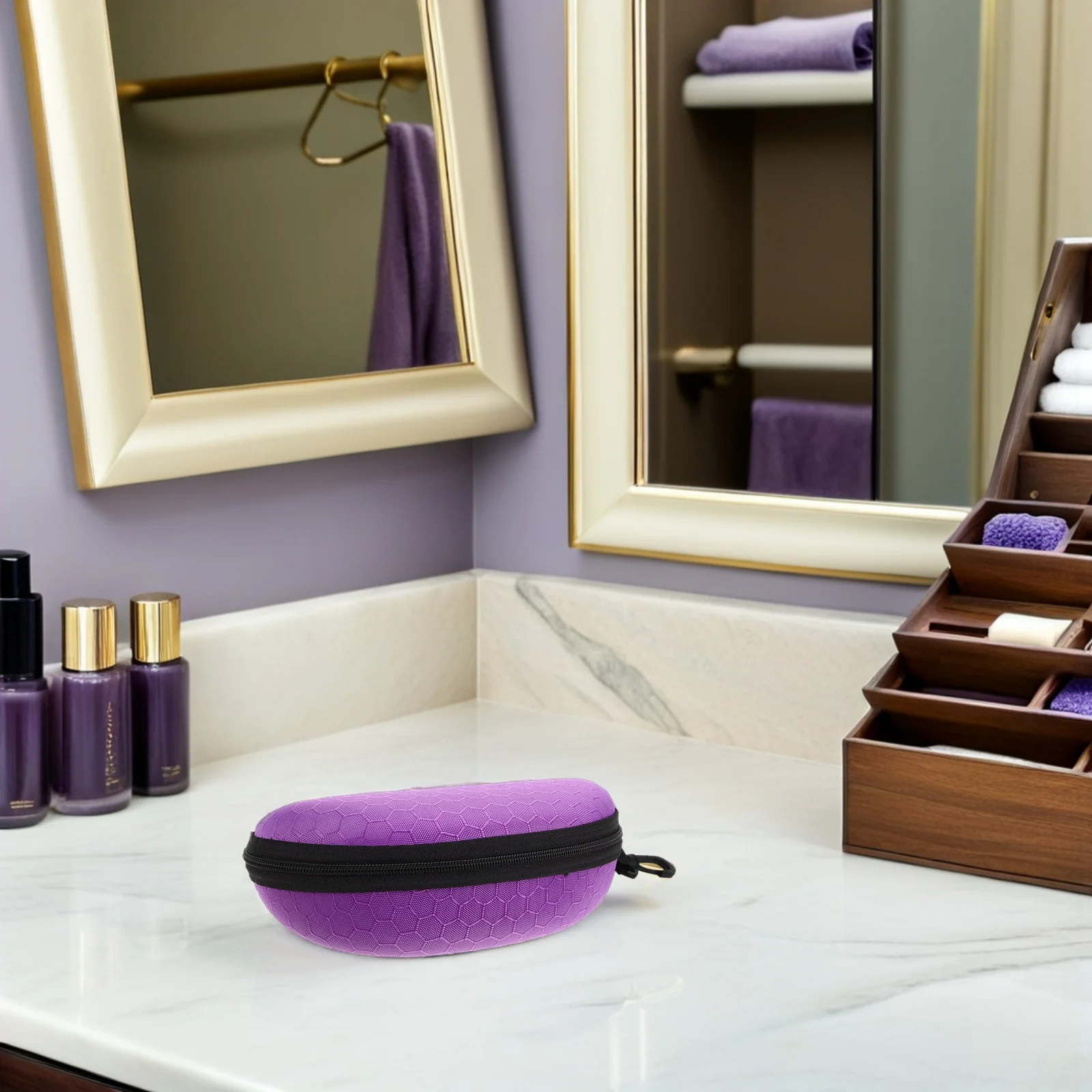 5 قطع من حقيبة تخزين النظارات الشمسية للسفر مقاومة للصدمات من مادة إيفا بسحاب منظم للنظارات مدمج لبطاقات مفاتيح النظارات المحمولة