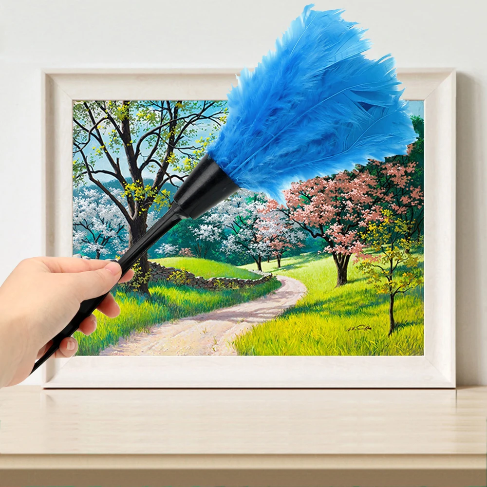 Household Home Cleaning Tools 4 Colors for Furniture Car Clean Long Handle Dust Brush Soft Turkey Feather Duster