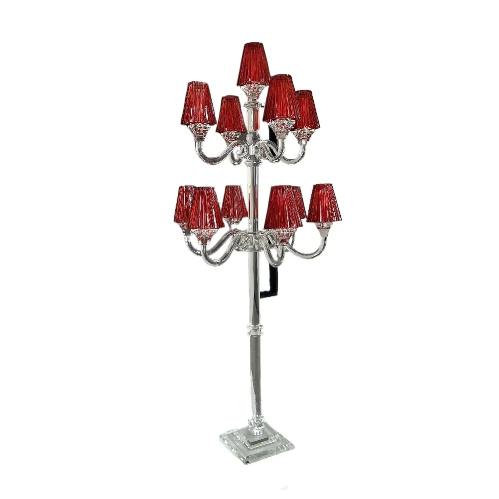 Crimson Crystal 11 Arm Wedding Banquet Pendant Candlestick Romantic Radiance