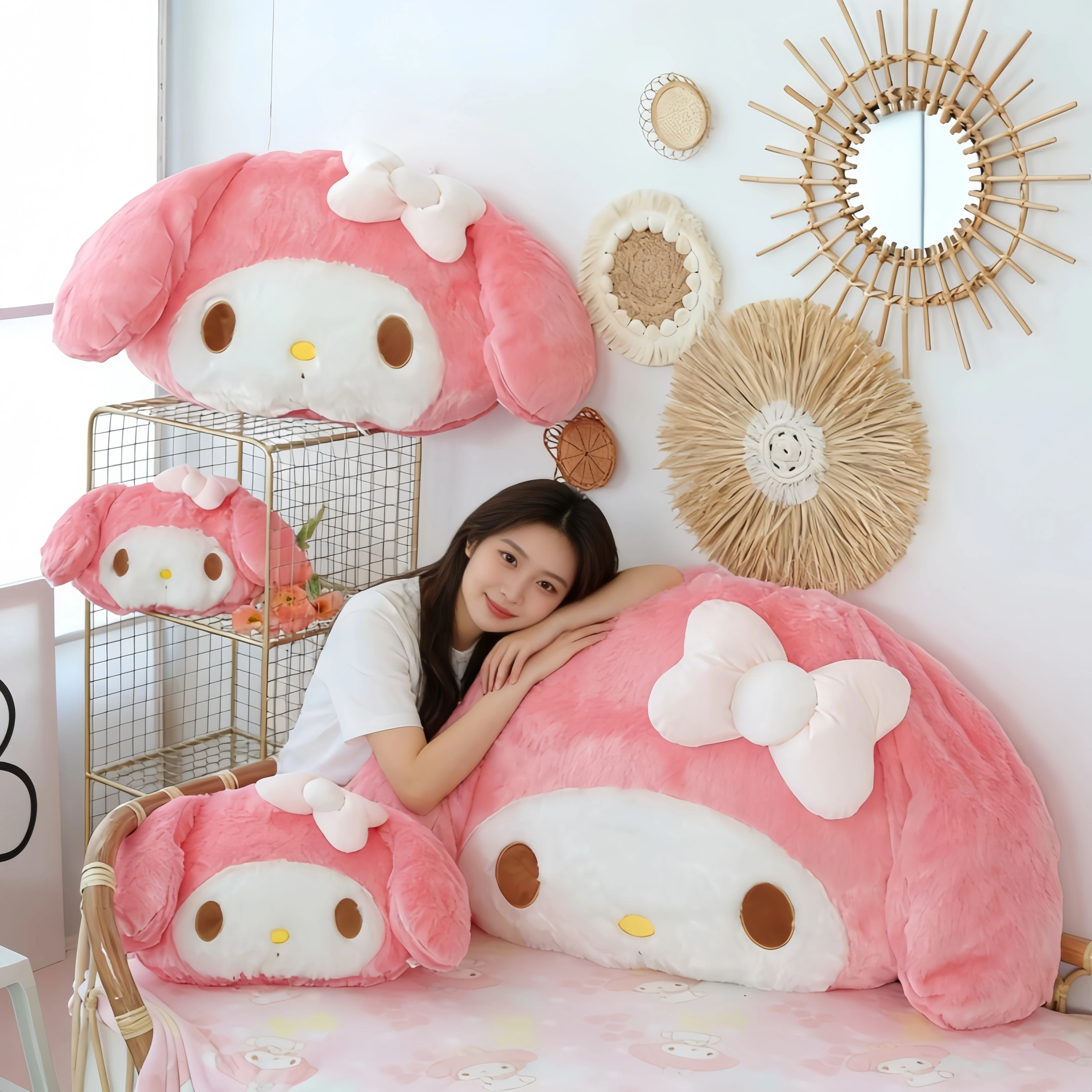 

Big Size My Melody Plush Toy Hug Pillow Comfortable Back Cushion Cute Peluche Melody Plushies Sofa Decorative Pillow Girl Gift