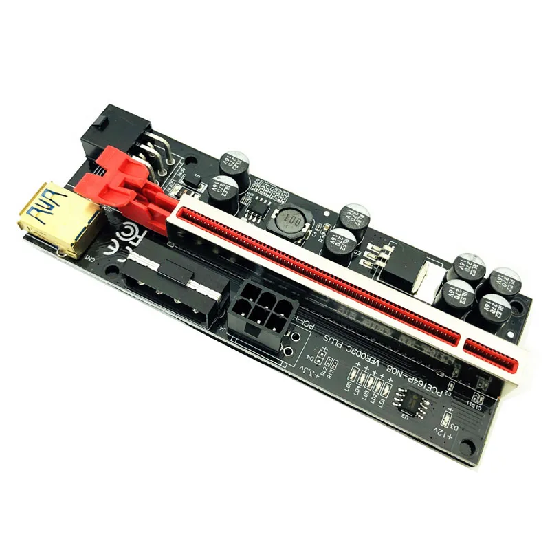 PCIE Riser 009C/009S Plus Card Riser, PCI Express X16 Extender, USB 3.0 SATA à 6P Molex, Câble Adaptateur Mining Riser pour Carte Vidéo