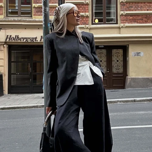 Imagen 2 del producto MUJER, Blazers de sastrería para mujer, chaqueta de oficina Vintage, abrigos de lana sintética para mujer, ropa de calle, prendas de vestir exteriores, chaqueta ajustada para mujer