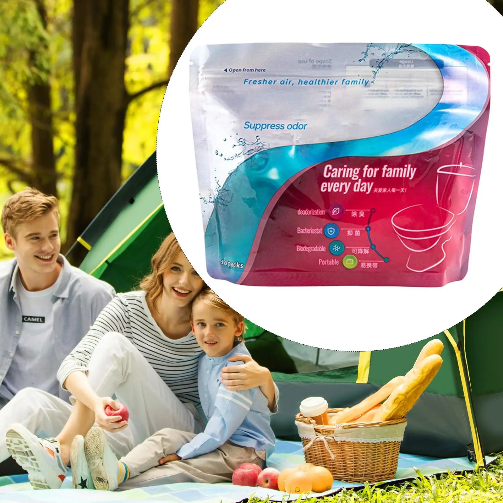 Toilet Absorbent Powder 30 Pieces Camping Toilet Powder Odor Neutralizer Pee Solidifier for Camping Mountaineering Travel Hiking view 5