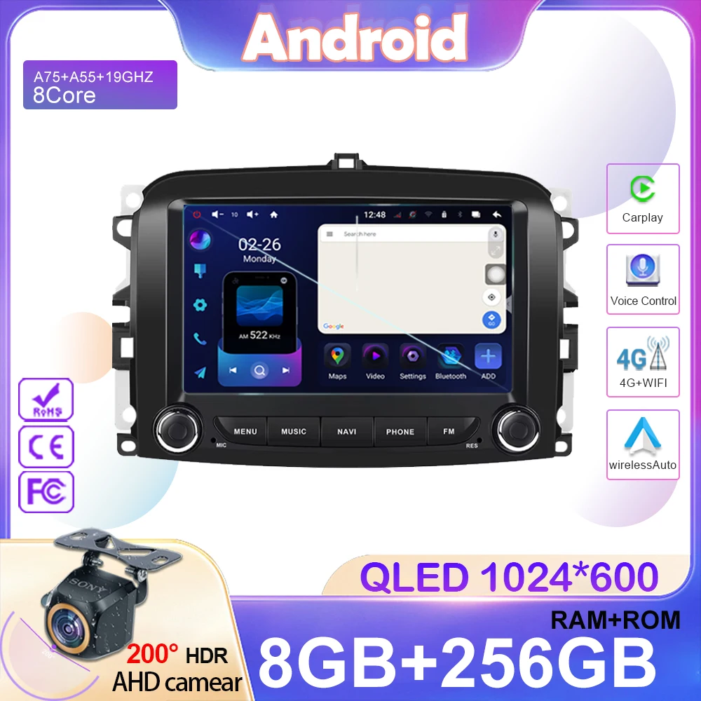 7 Inch Android For Fiat 500L 2013-2019 Android Auto Radio Multimedia Video Player GPS Navigation No 2din DVD Wireless Carplay