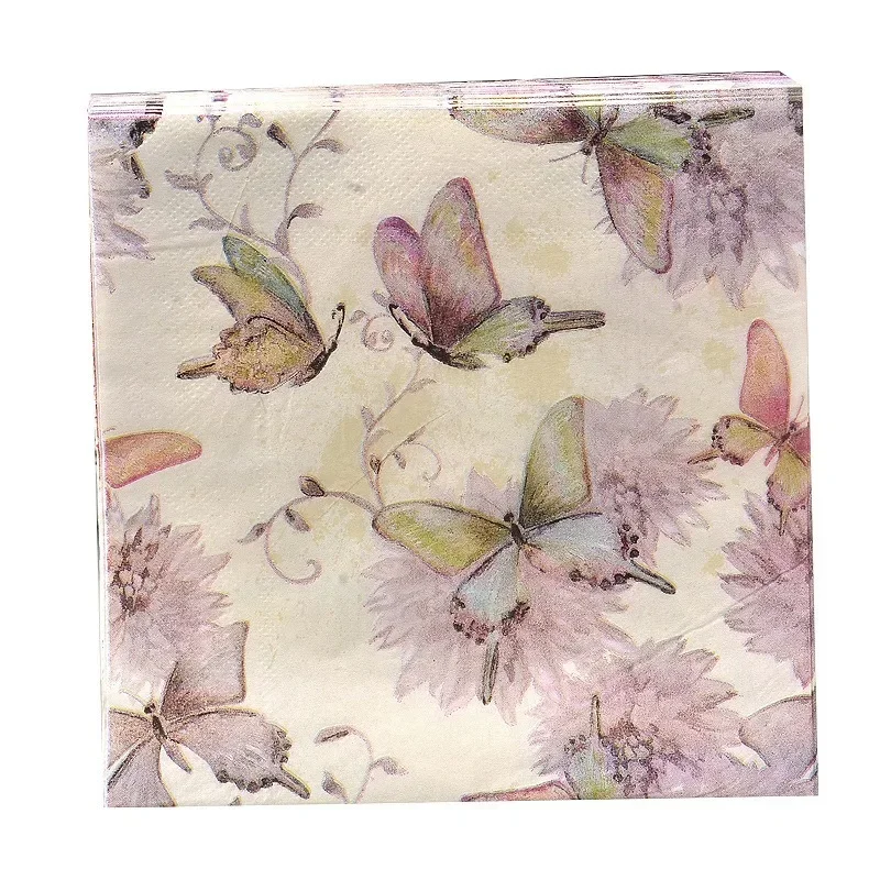 20Pcs/Bag Napkins Paper Butterfly Decoupage Napkin Paper Tissue for Xmas Wedding Decor Party Table Supplies