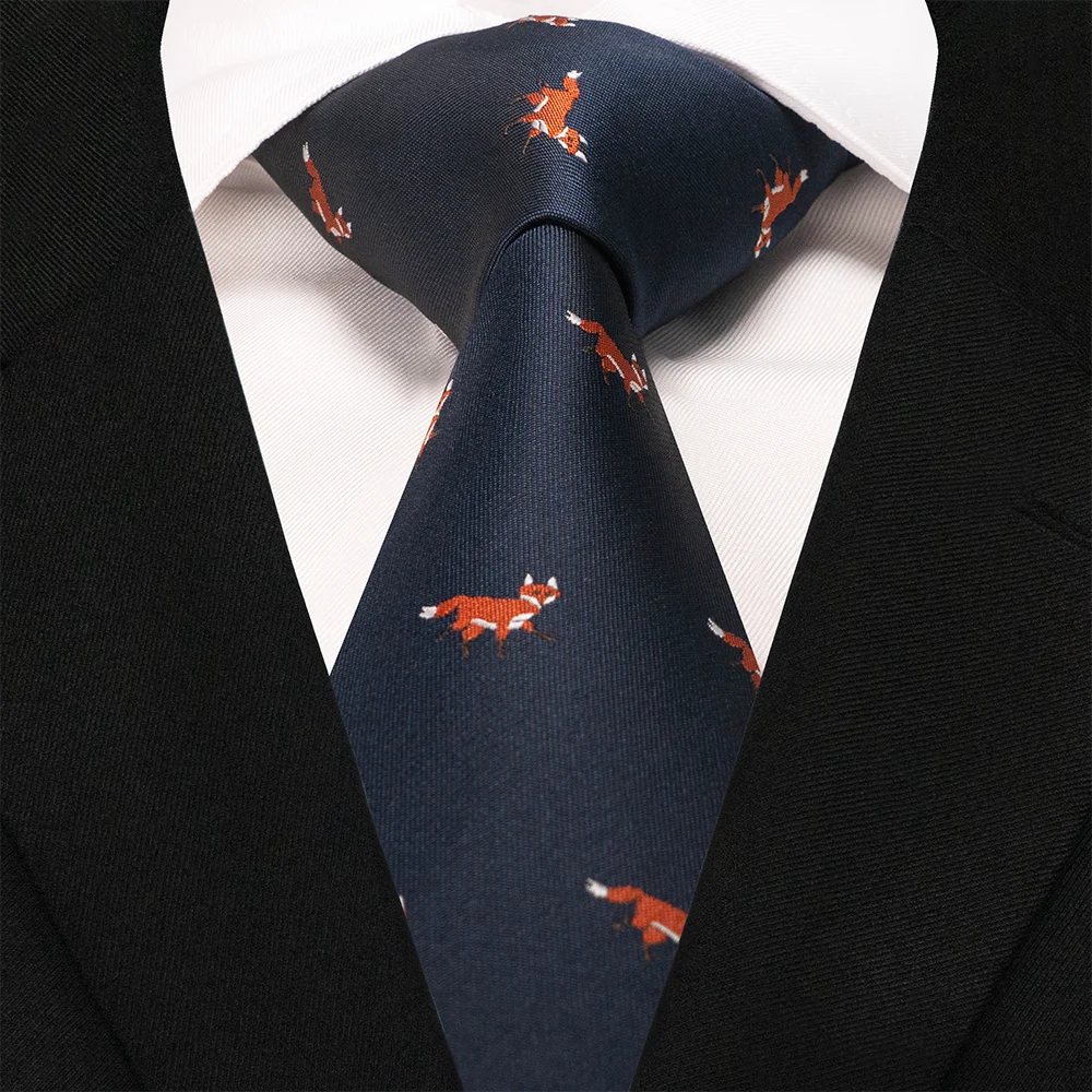 EASTEPIC 8 cm rot-blaue Jacquard-Krawatten für Herren, Herren-Krawatte, hochwertiges Accessoire, Geschäftsgeschenk, Fuchs, Drache, Flamingo, Schnecke, Ente, Tier – Detail 23