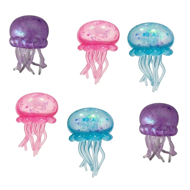 Trending Jellyfish & Cube Squish Toy, Soft Jelly Squeeze Stress Relief Fidget Toy, Sensory for Kids & Adults