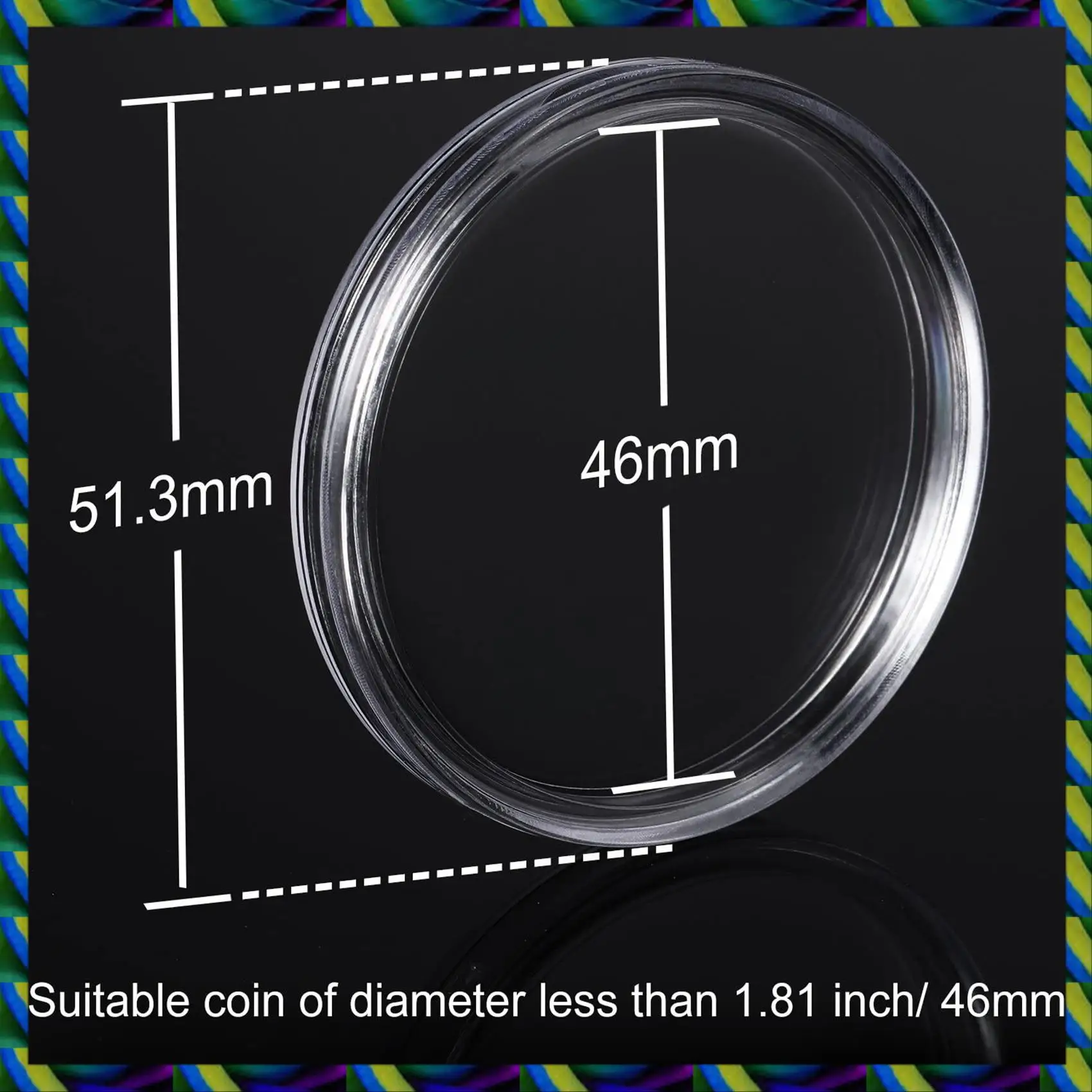 毎日 46 mm コイン カプセル ホルダーと保護ガスケット コイン ホルダー ケース ボックス コイン コレクション用品用 (8 サイズ、60 個)