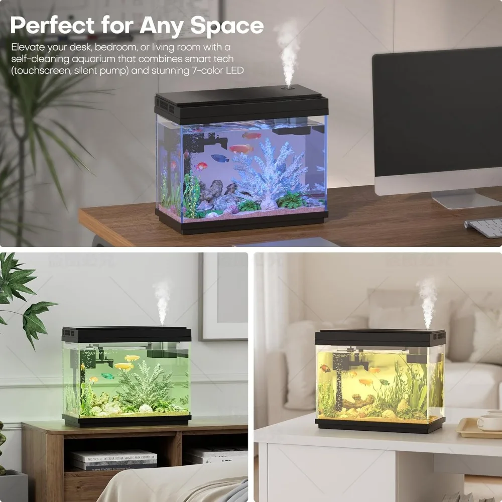 Kit acquario intelligente per acquario: umidificazione automatica da 2,5 galloni con nebulizzatore intelligente, pompa silenziosa ultra silenziosa, filtrato multistrato