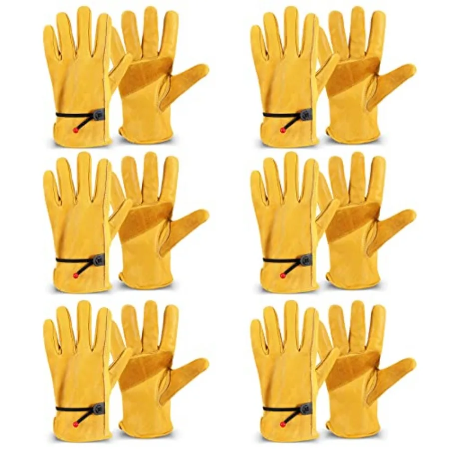 

Tarpop Men's Large Cowhide Leather Work Gloves, Reinforced Palm for Wood Cutting, Construction, Gardening, Driving