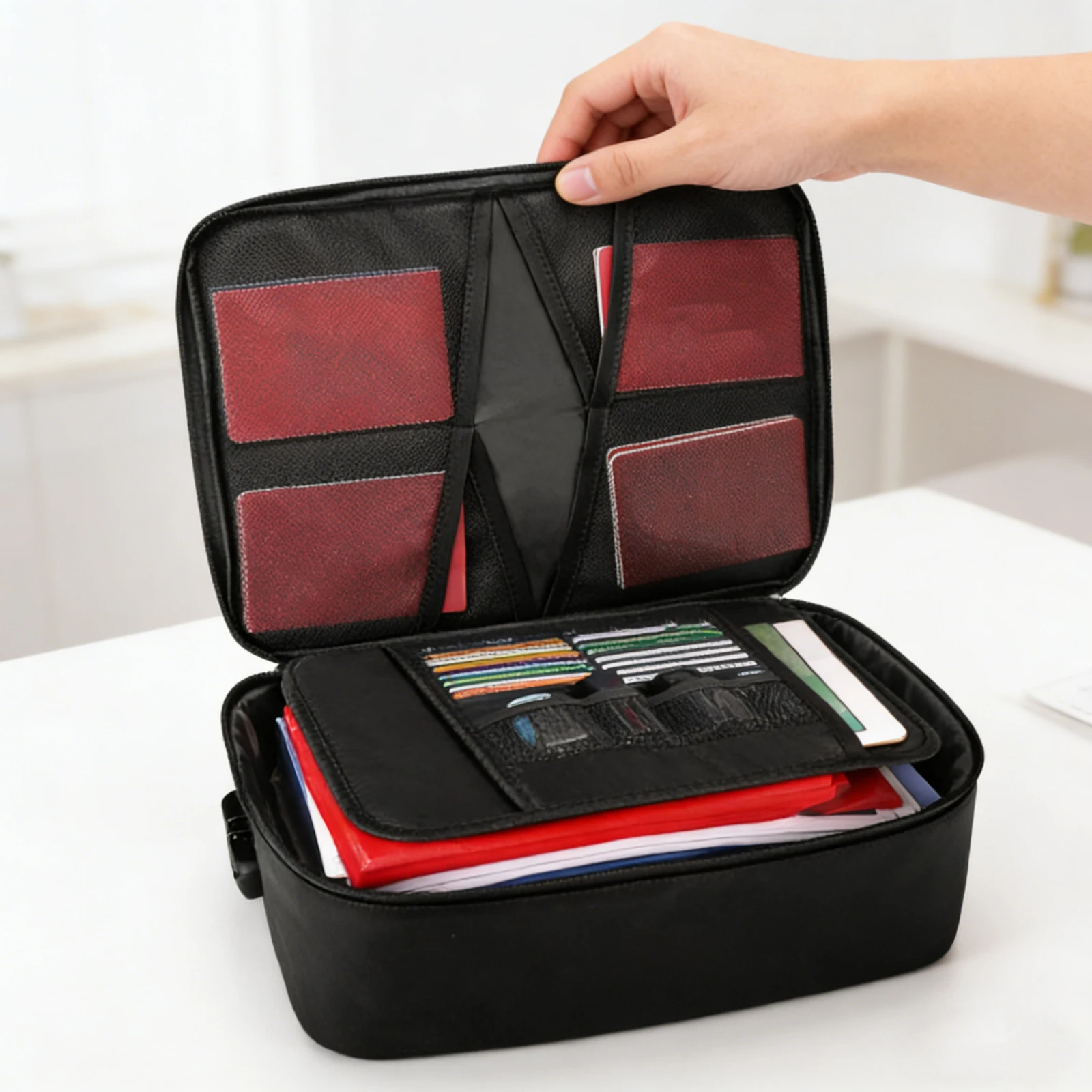 

Fireproof File Storage Case with Lock Document Safe Box with Water-Resistant Zipper for Him Office Laptop Files Gifts