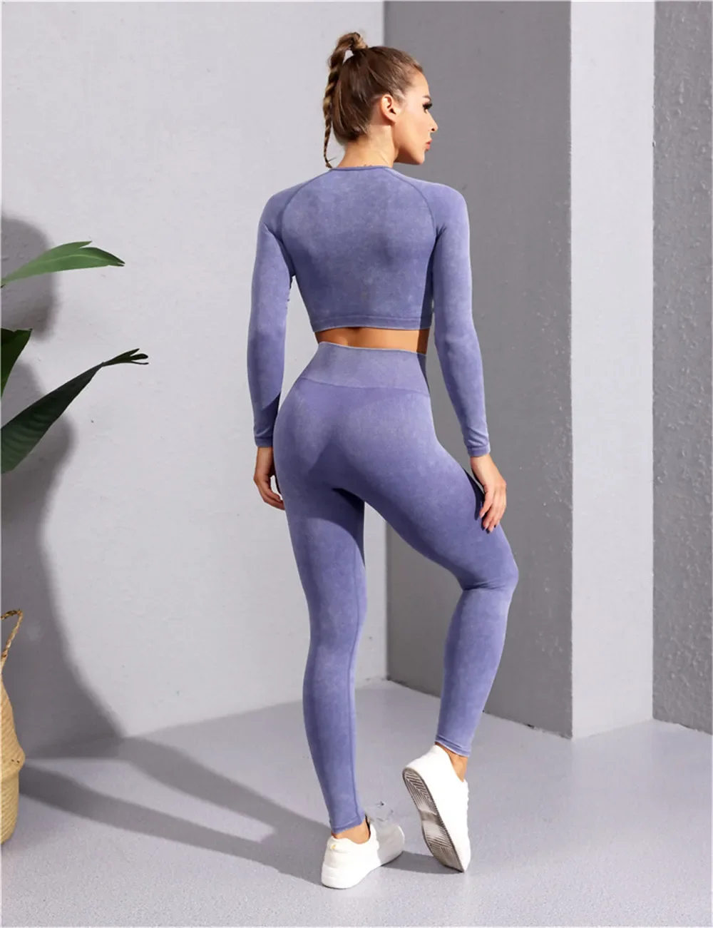 QK Ribbed Women Sport Suit Zipper Yoga Set Gym Workout Long Sleeve Fitness Crop Top High Waist Seamless Leggings Gym Set