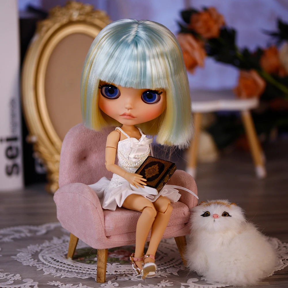 

ICY DBS Blyth Doll Mint Bob Haircut Tan Skin Matte Face Including Clothes & Shoes 19 Joints Body Doll Festival Girls Gifts Toys
