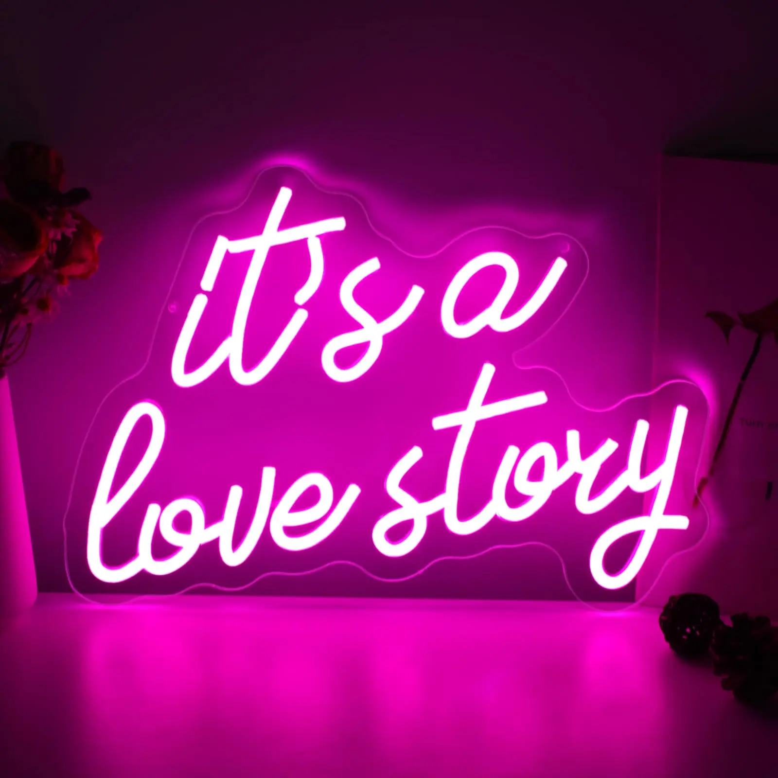 

Its a Love Story Neon Sign for Bedroom Aesthetic Wedding Party Gift Boyfriend Girlfriend Lover Women Men Room Decoration Gift