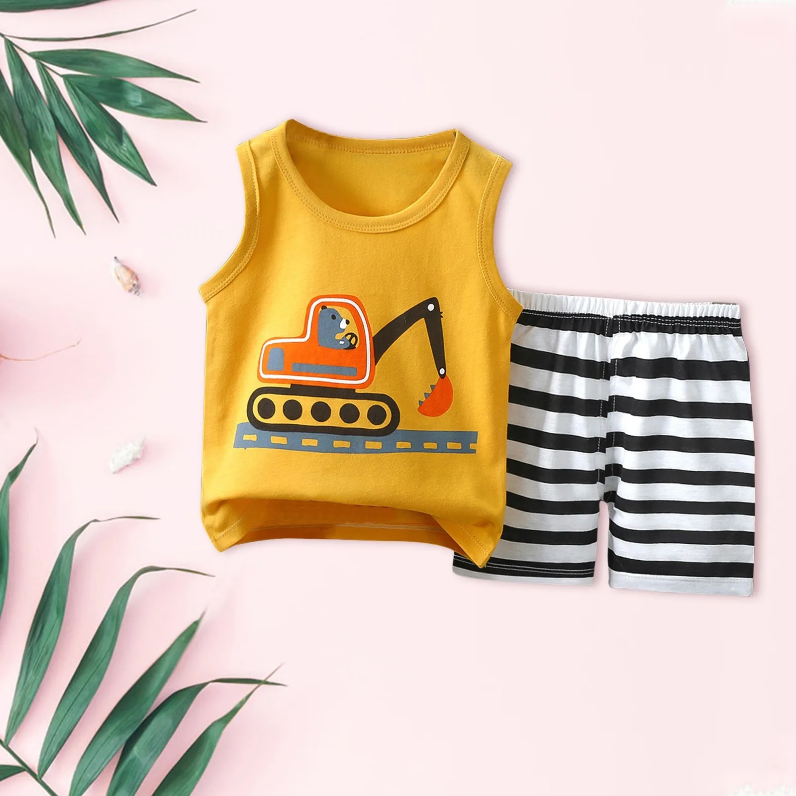 2025 Summer Baby T-shirt Clothes Suit Baby Boys Vest Clothing Set 2 piece Cotton Children TShirt+ Shorts Baby Clothing Sets 1-6Y