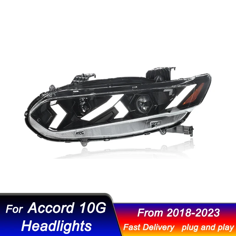 

Автомобильные фары для HONDA ACCORD 10G 10.5G 2018-2023 Lamborghini, полностью светодиодные фары в стиле DRL, динамический сигнал, передний фонарь в сборе