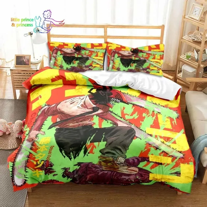 Anime Chainsaw Man Printed Bedding Set Single Twin Full Queen King Size Bed Set Adult Kid Bedroom Bedding Gift