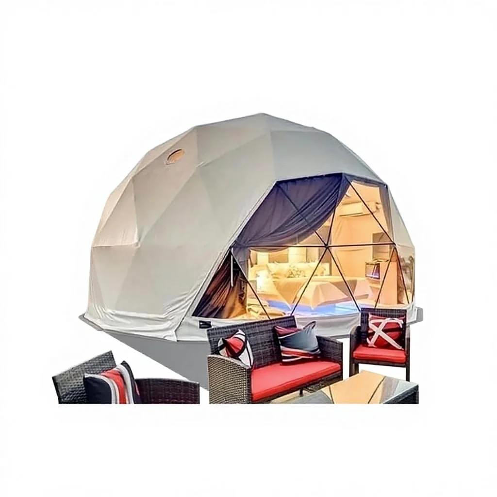 Luxury PVC Geodesic Dome Hotel Glamping Tent House for Beach Hotel Accommodations and Seaside Panoramic View Bungalows