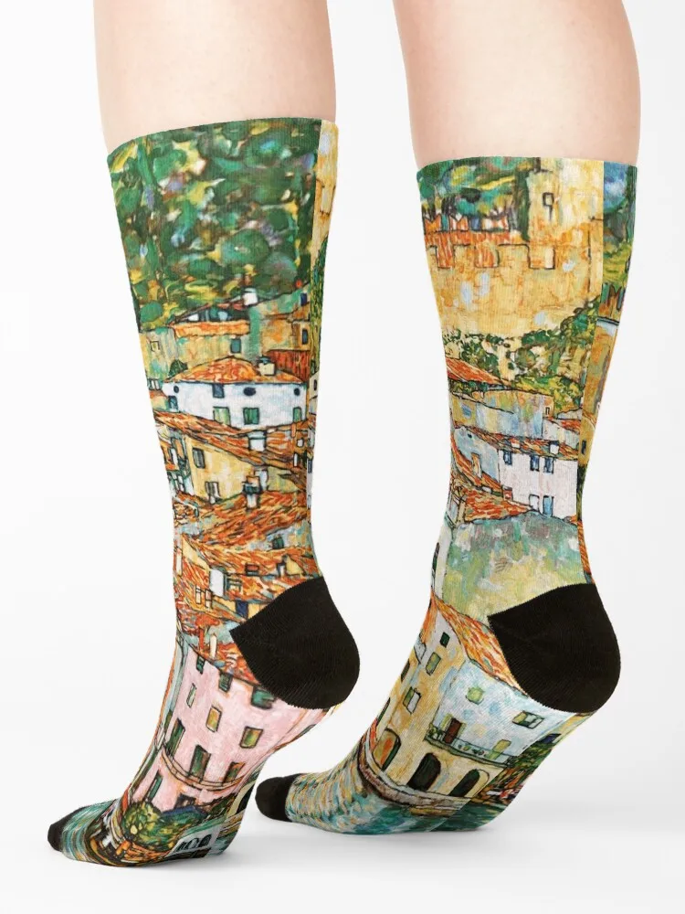 Gustav Klimt Malcesine on Lake Garda Socks crazy designer luxe anti slip football Ladies Socks Men's