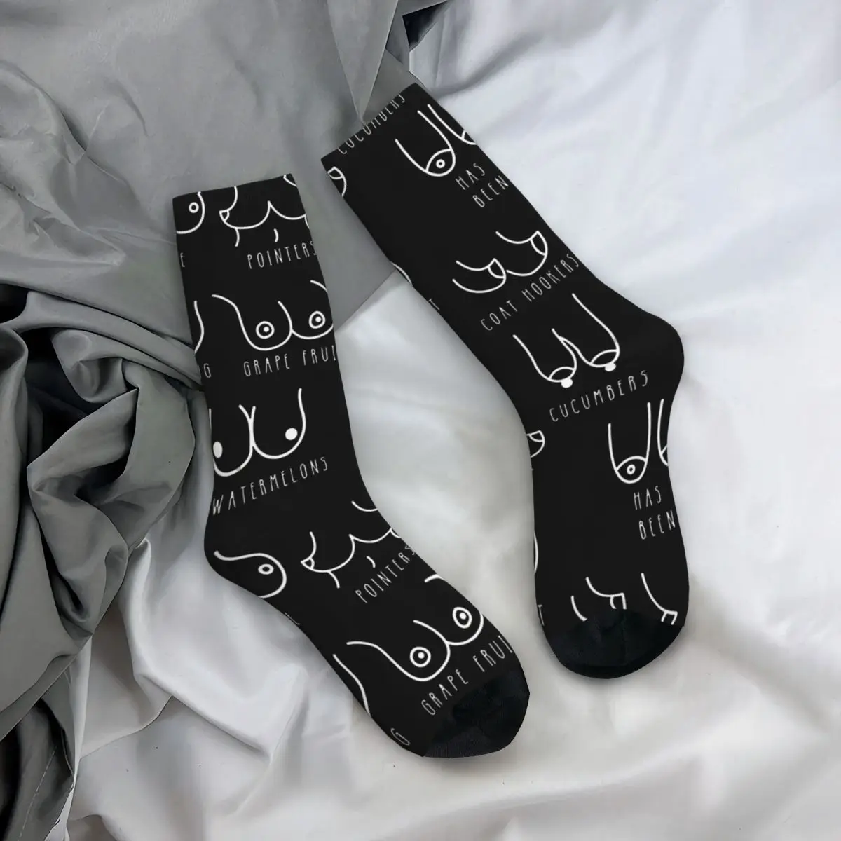 Funny Crazy Sock for Men Breast Hip Hop Harajuku Boobs Happy Pattern Printed Boys Crew Sock Casual Gift