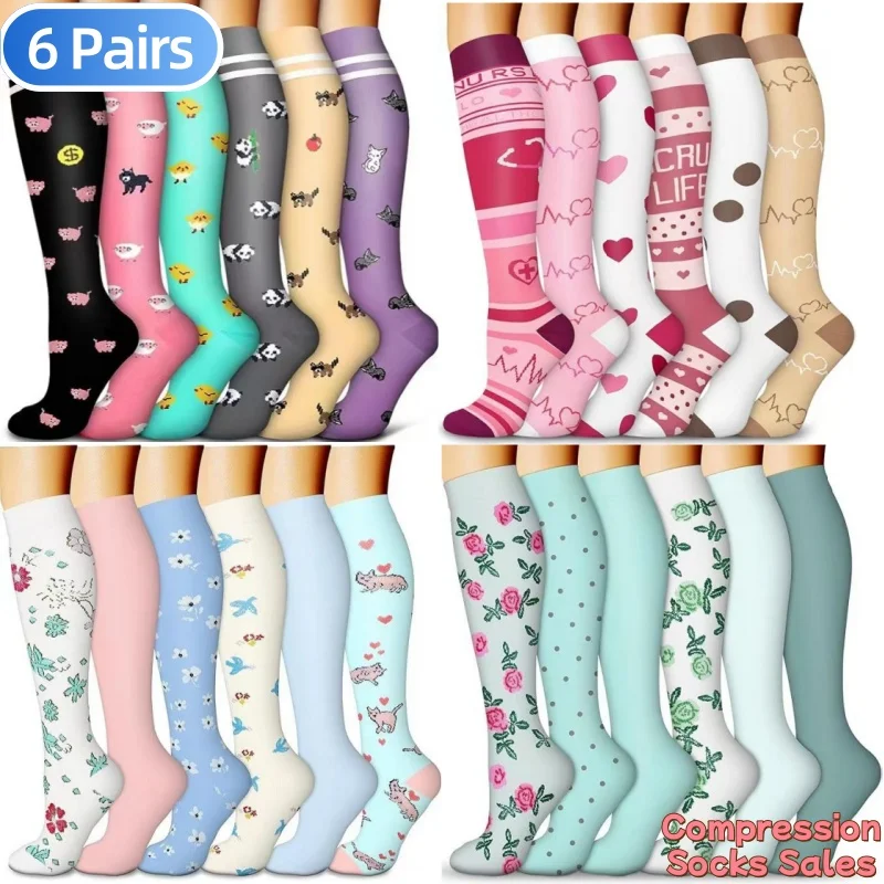 

6Pairs New Compression Stocking 20-30Mmhg Knee High Sports socks Fit Medical Varicose Veins Pregnant Edema Diabetes Circulation