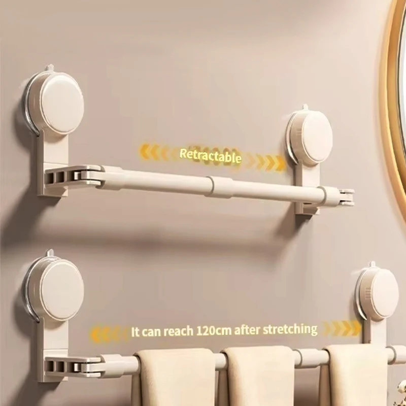 

Вешалка для полотенец на присоске, расширяемый держатель для полотенец без сверления для ванной комнаты, стеллаж для хранения полотенец для рук и банных полотенец