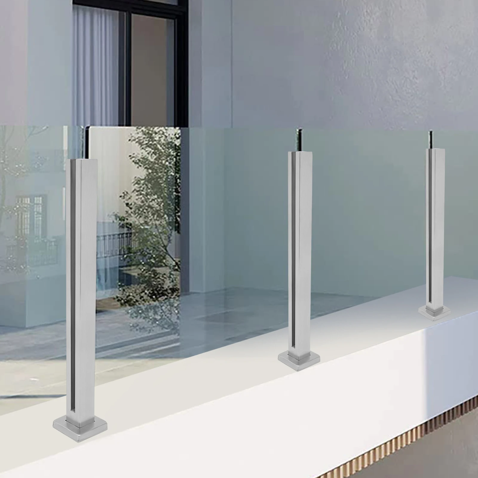 304 Stainless Steel 25.6-inch Glass Railing Column High Load-bearing End Column Glass Vertical Frame