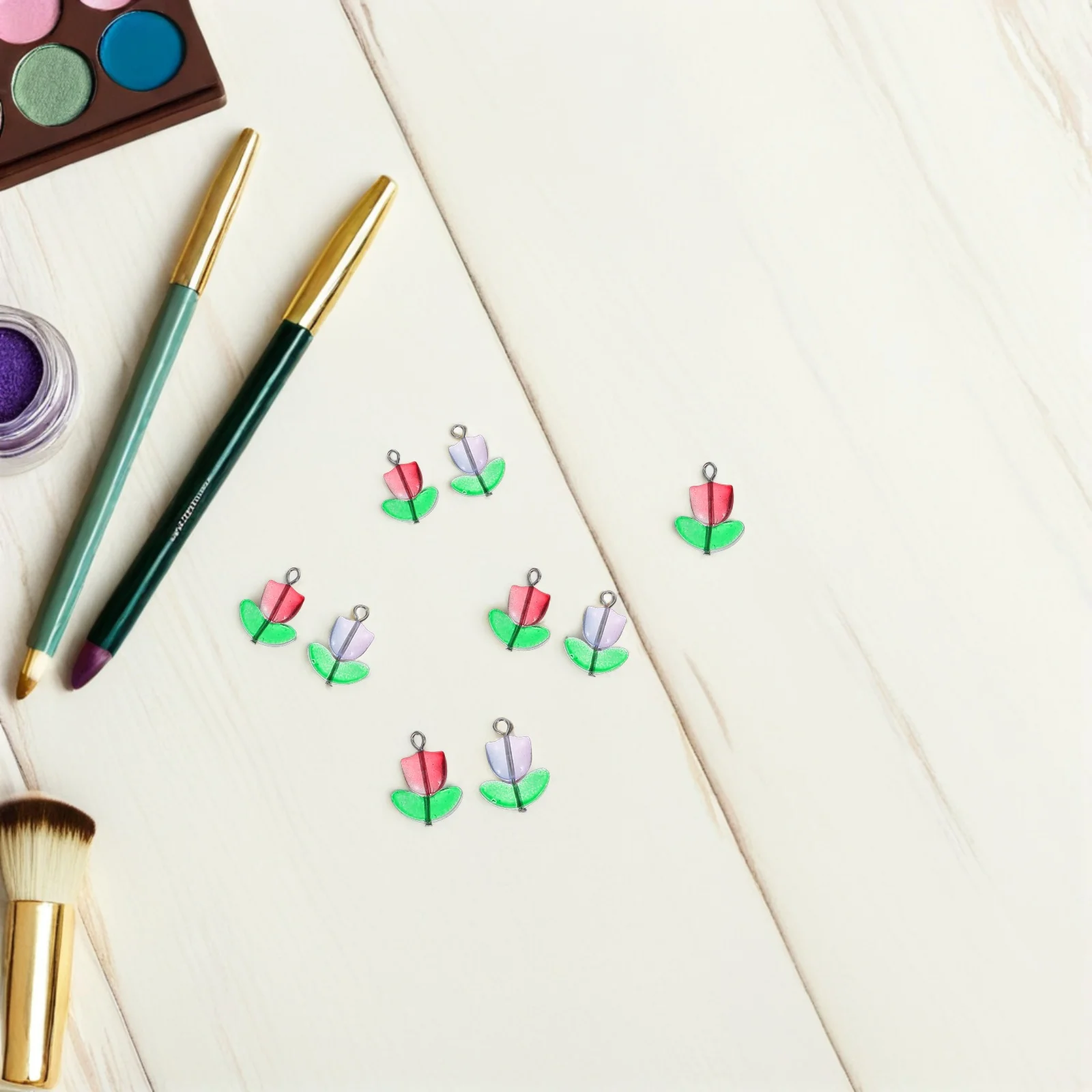 

100 шт. тюльпан стеклянный кулон подвески красочные цветочные бусины DIY ожерелье браслет серьги ювелирное изделие красочные стеклянные подвески