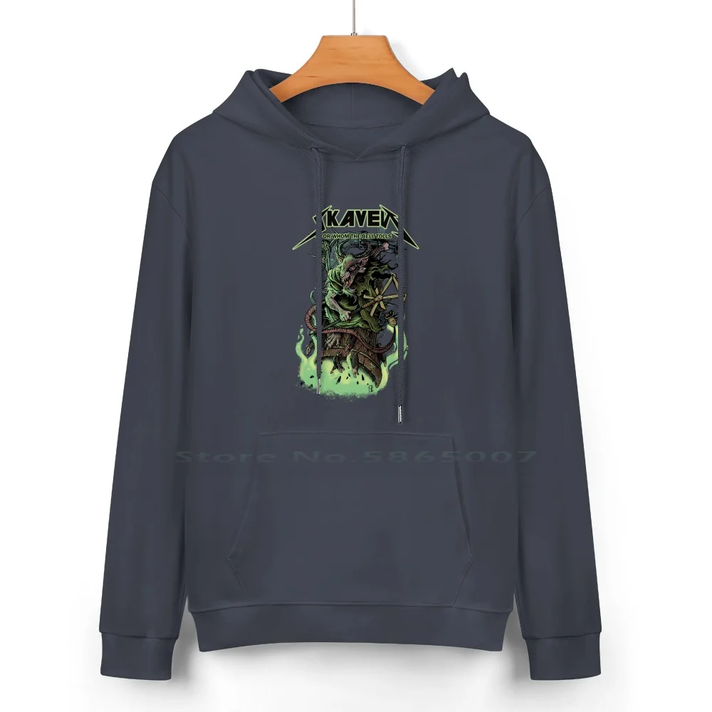 For Whom The Bell Tolls... Pure Cotton Hoodie Sweater 24 Colors Horned Baphomet Skaven Vermintide Ratmen Bloodbowl Sigmar