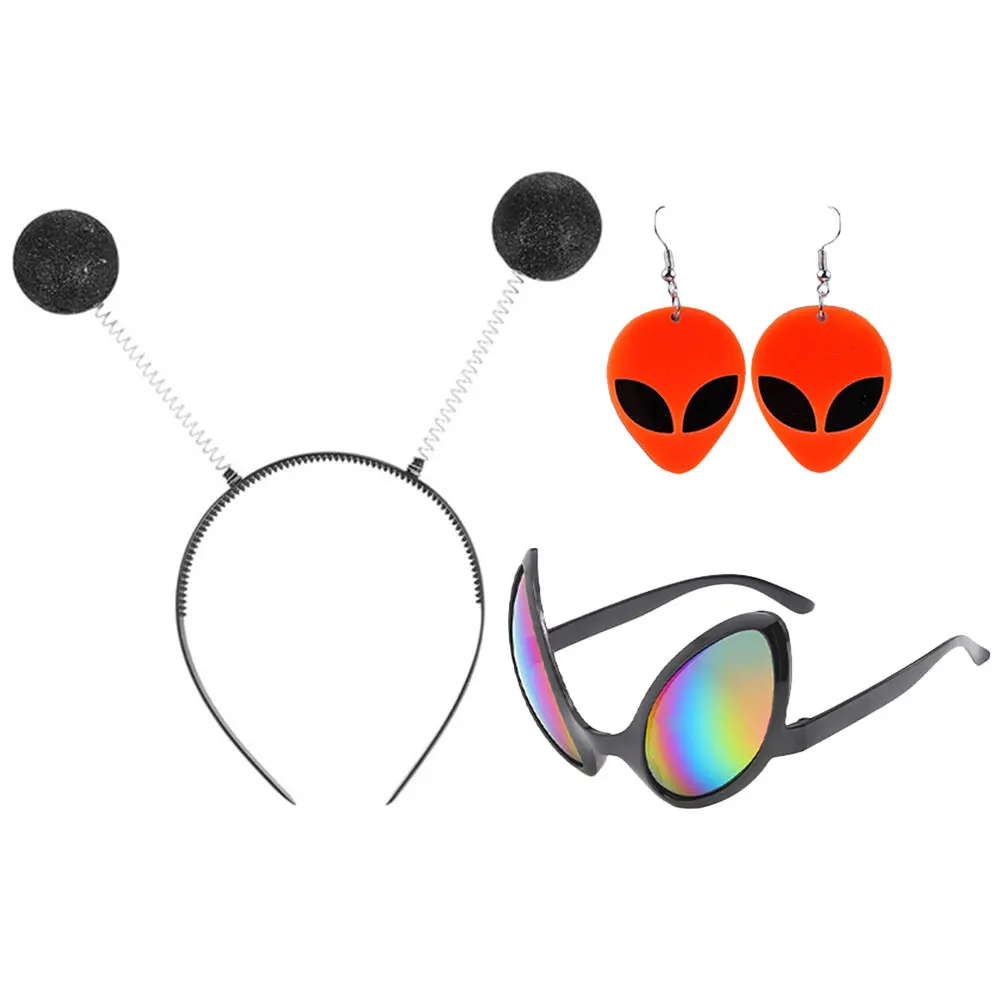 

1 set Party Glasses Headband Earring Set Decorative Eyeglasses Plastic Holiday Accessories Festival Hair Hoops Props Photos